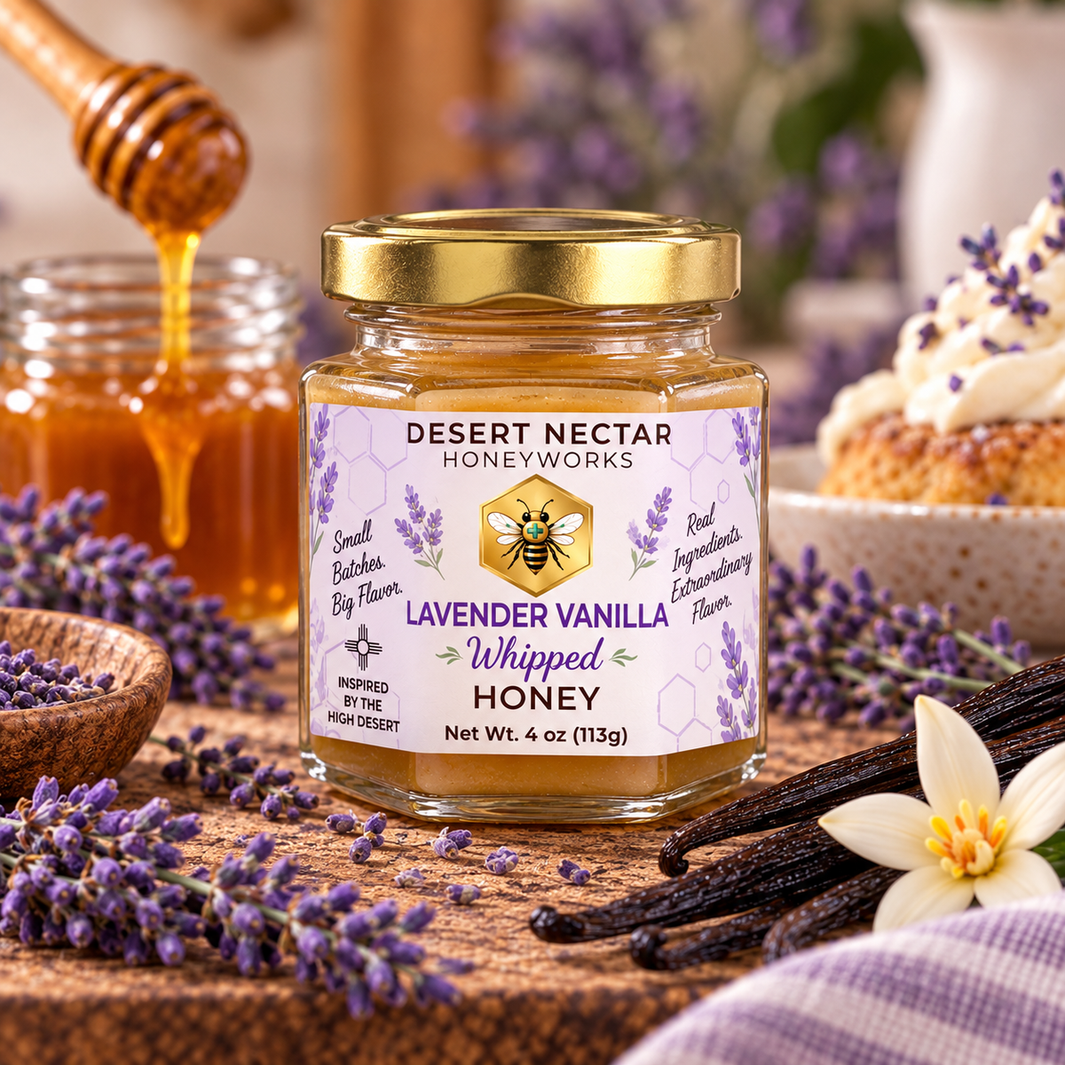 Lavender Vanilla Whipped Honey 4oz Mini